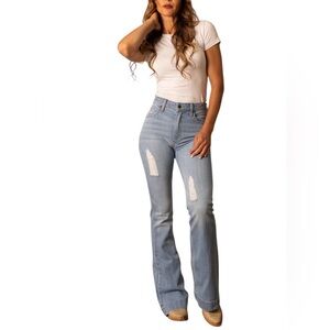 Kimes Ranch Jennifer Sugar Fade Ultra-high Rise Super Flare Jeans